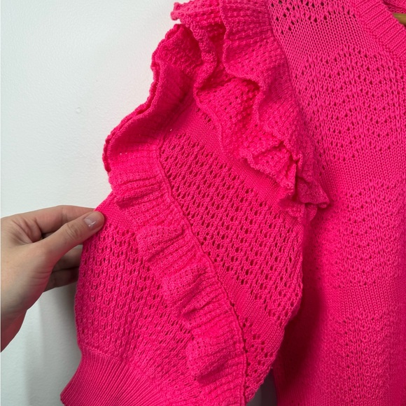 Lilly Pulitzer Isabeli Ruffle Sleeve Pink‎ Sweater - Picture 4 of 6